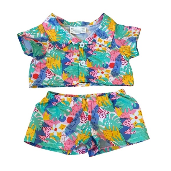 Tropical Button Down Shirt and Short Set for Build A Bear Animals - Picture 1 of 2